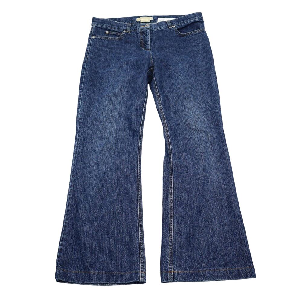 Michael Kors Pants Womens 8 Blue Bootcut Mid Rise Button Zip Pocket Denim Jeans
